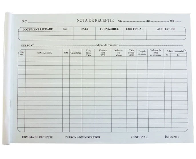 NOTA RECEPTIE MODEL VECHI NOTA RECEPTIE MODEL VECHI